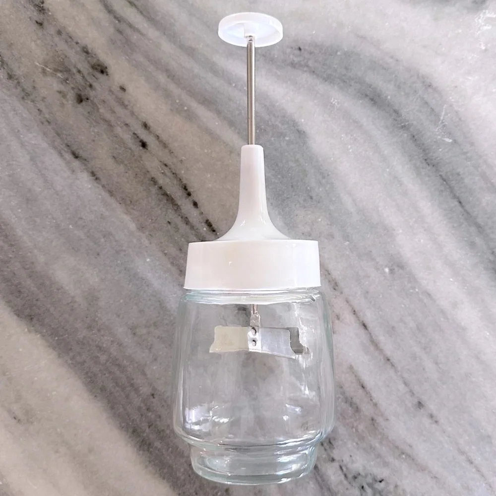 Vintage Glass Food Chopper in White & Clear